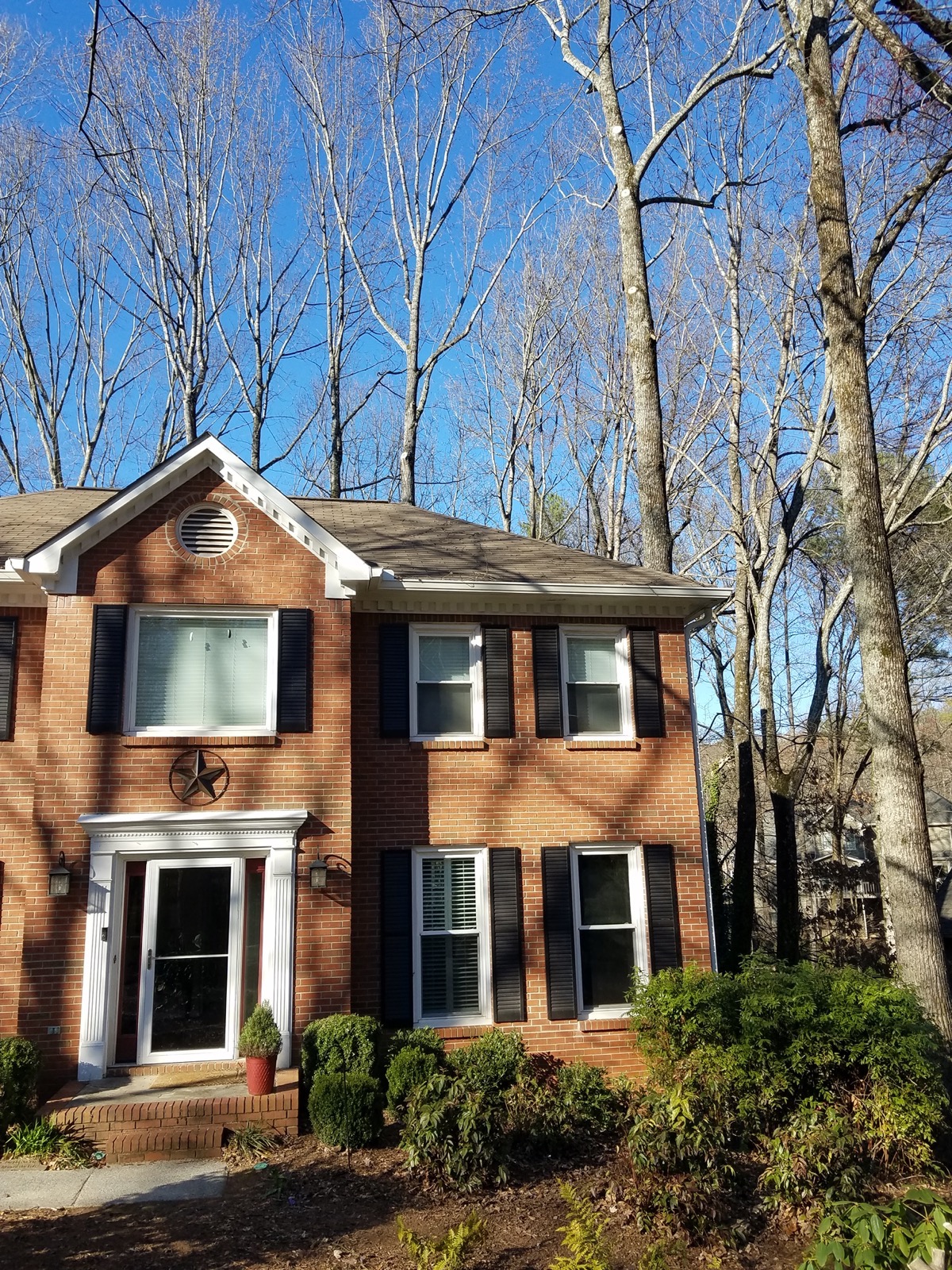 Completed tree removal near a Woodstock, GA home